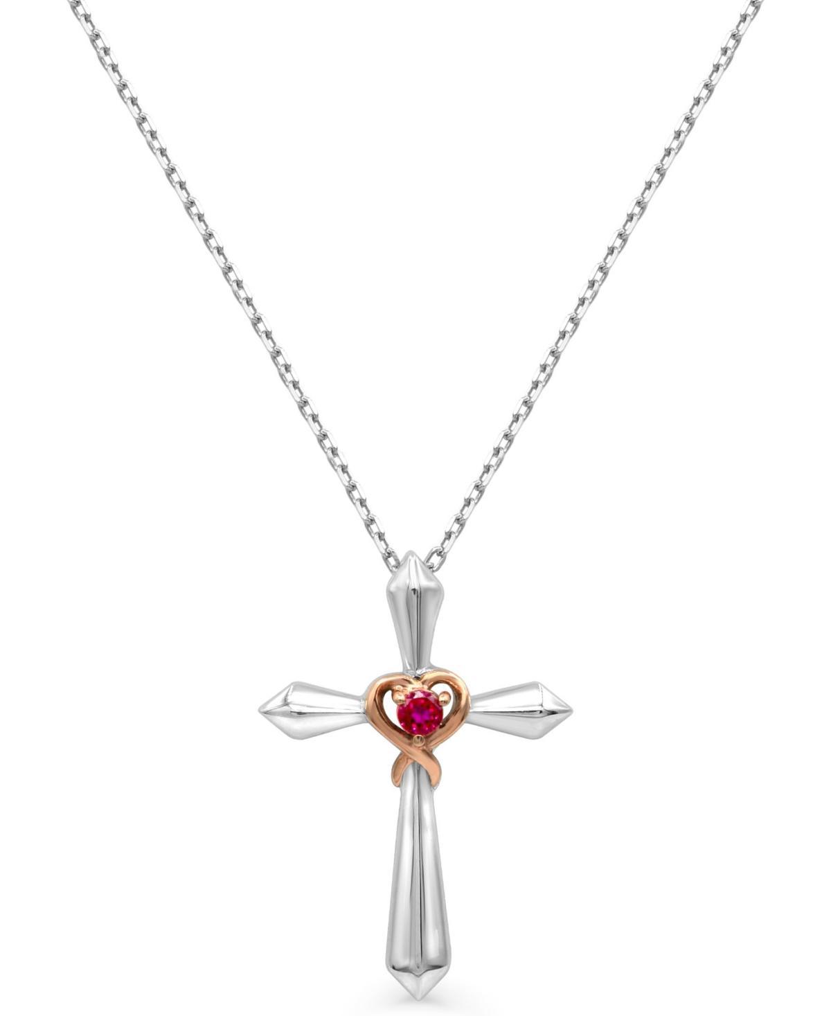 Womens 14K Rose Gold Plated Cross With Heart Pendant Necklace in Sterling Silver Product Image