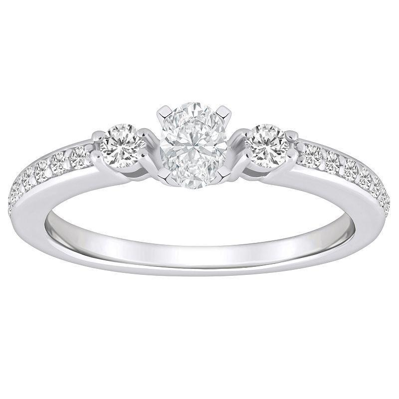 Alyson Layne 14k Gold 1/2 Carat T.W. Diamond Oval Cut Engagement Ring, Womens 14k White Gold Product Image