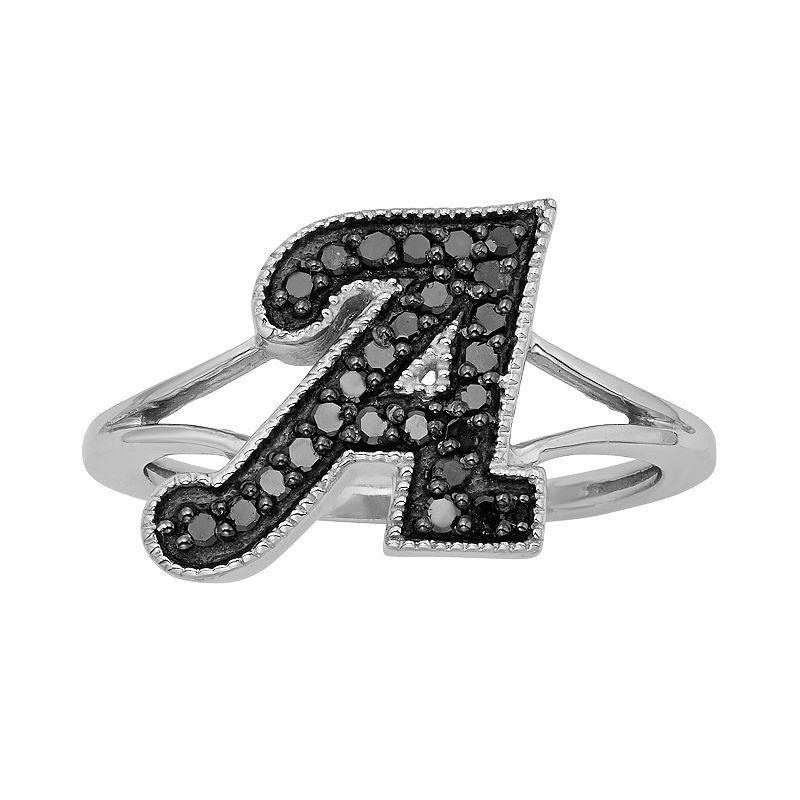 Jewelexcess Sterling Silver 1/4-ct. T.W. Black Diamond Initial Ring, Womens Product Image