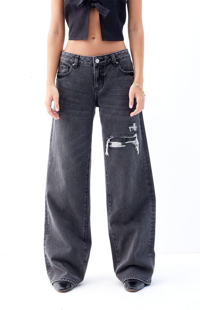 Women's Casey Black Ripped Low Rise Baggy Jeans Product Image