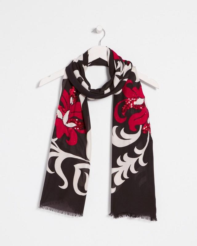 Embellished Floral Scarf Product Image