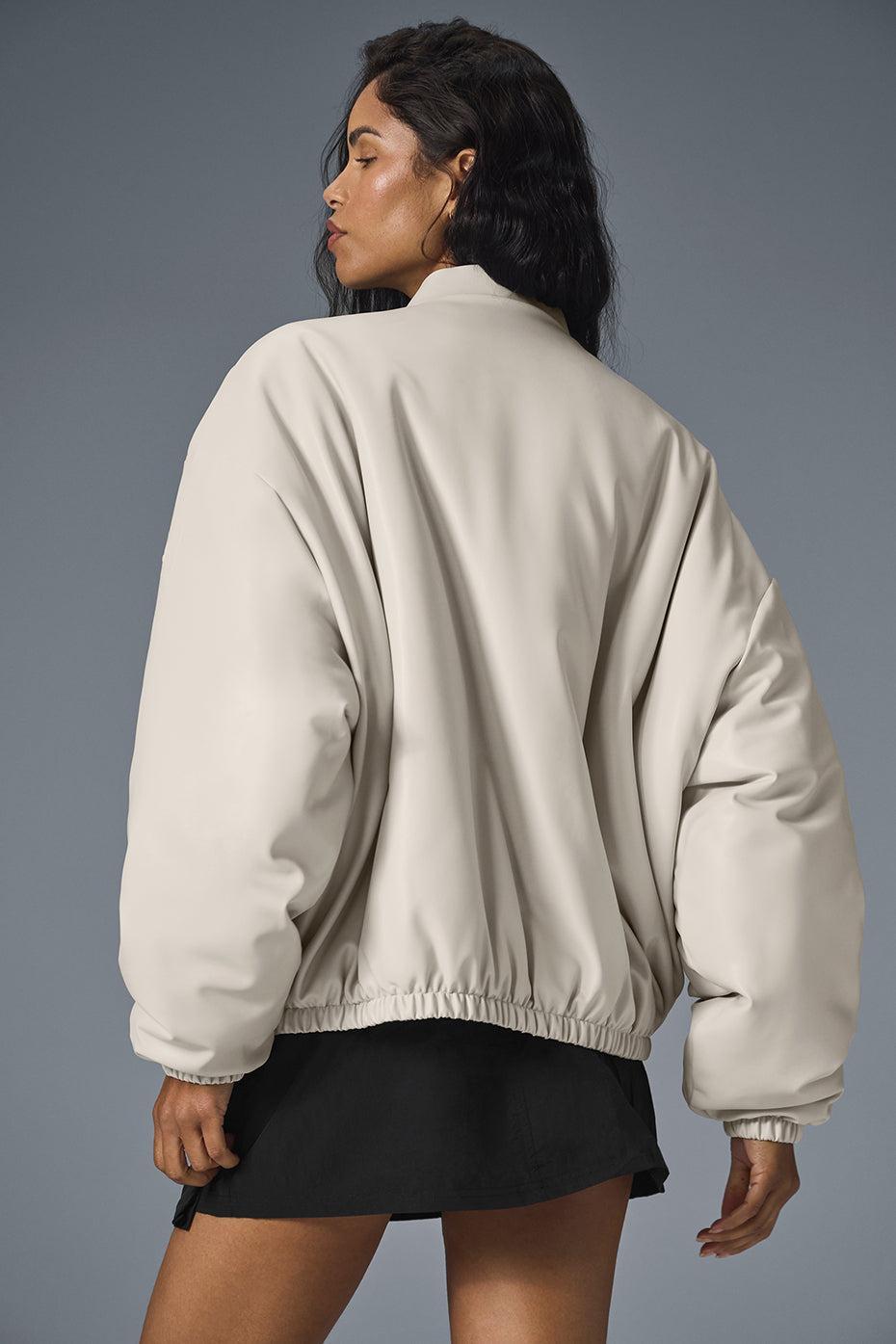 Faux Leather Premier Bomber - Bone Female Product Image