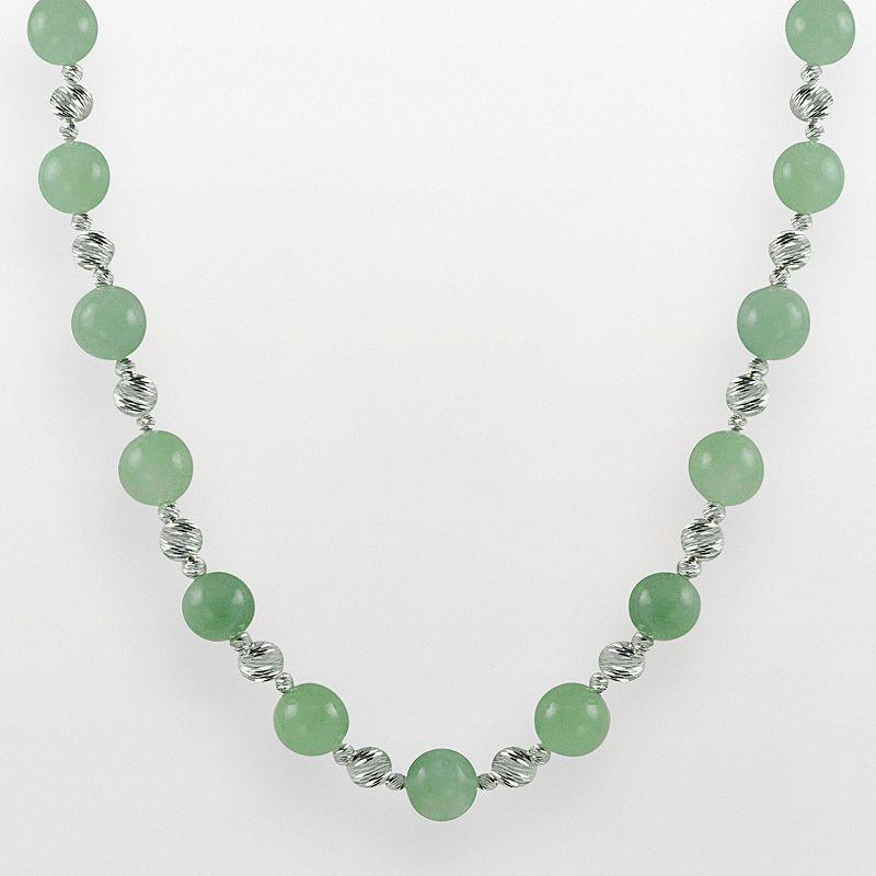 Sterling Silver Jade Bead Necklace, Womens Product Image