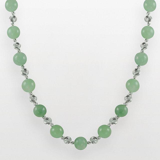 Sterling Silver Jade Bead Necklace, Womens Product Image