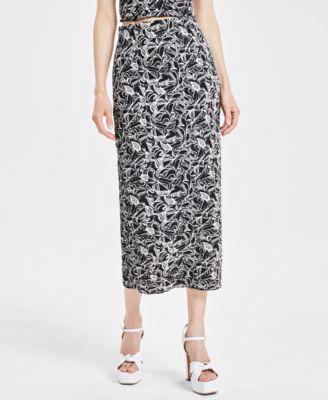 Bar Iii Womens Printed Textured Midi Skirt, Created for Macys product image