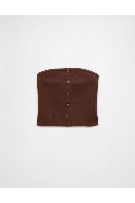 AE Cropped Button-Up Sweater Tube Top Women's Product Image