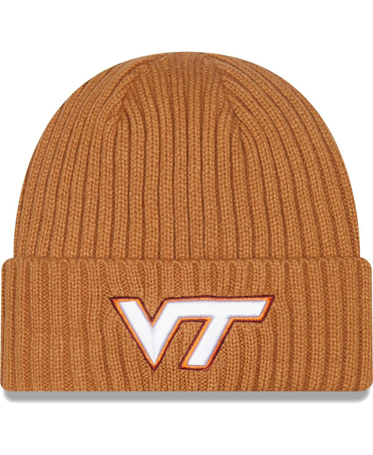 Mens New Era Light Brown Virginia Tech Hokies Core Classic Cuffed Knit Hat Product Image