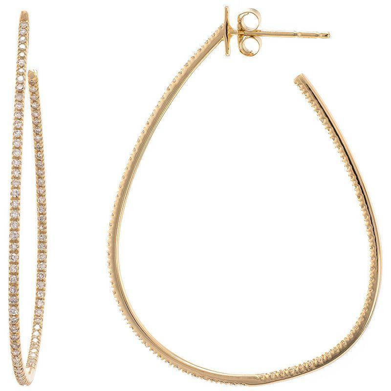 Belk & Co 5/8 Ct. T.w. Diamond 3/4 Hoop Earrings In 14K Yellow Gold Product Image