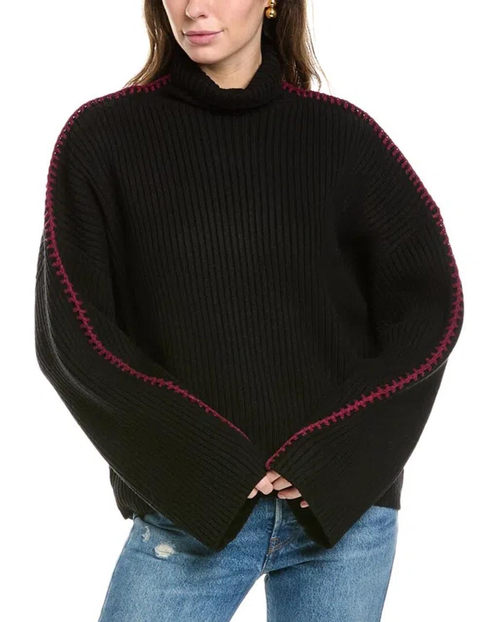 Ingrid Rib Turtleneck Wool Sweater In Black Product Image