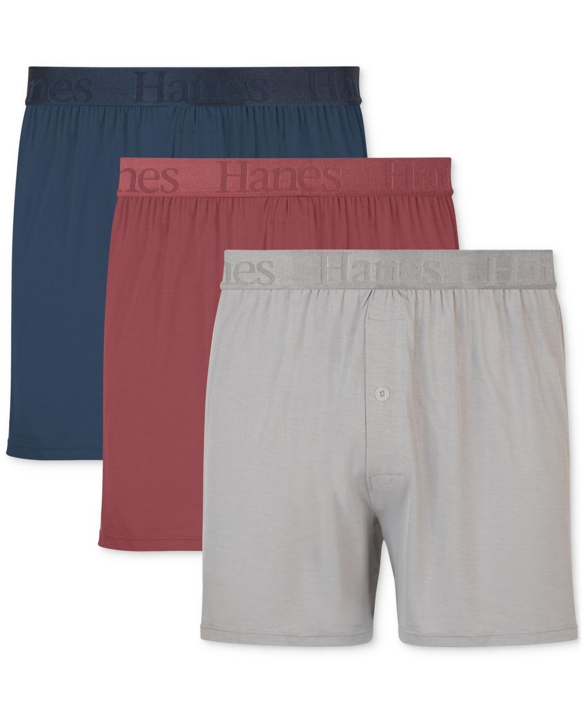 Hanes Originals Ultimate Mens SuperSoft Knit Boxer Underwear, Assorted, 3-Pack 2XL Product Image