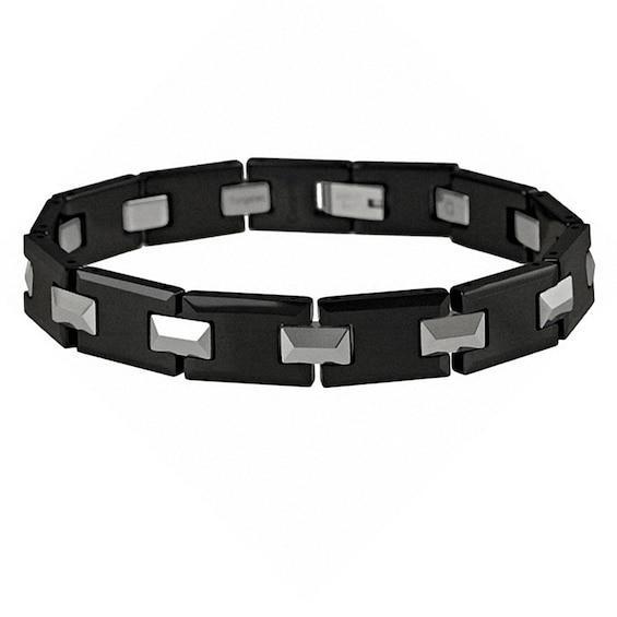 Men's Two-Tone Tungsten and Ceramic Link Bracelet - 8.25" Product Image