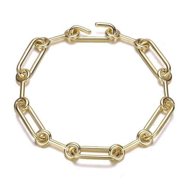 14k Gold Plated Link Chain Bracelet, Womens Yellow Product Image