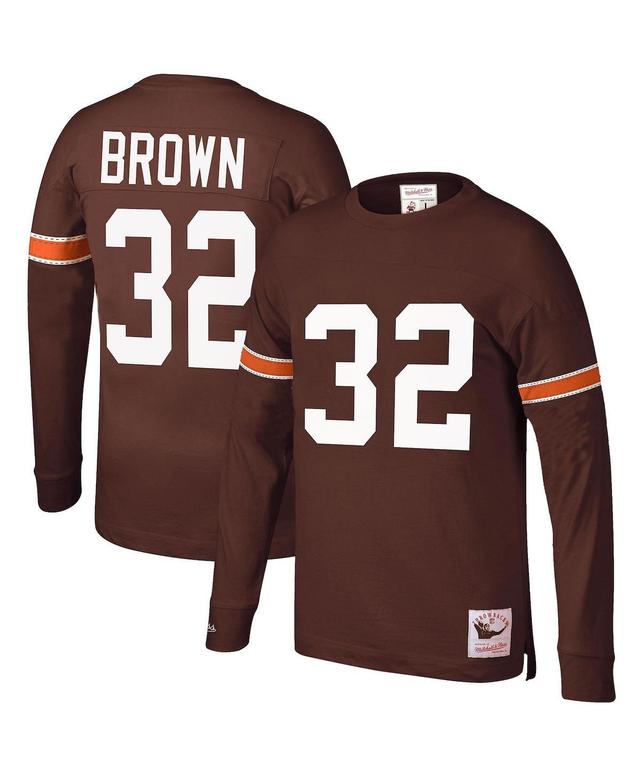 Mens Mitchell & Ness Jim Brown Cleveland Browns Retired Player Name and Number Long Sleeve T- Shirt Product Image