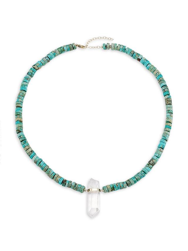 Womens Nevada 14K Yellow Gold, Blue Jasper, & Crystal Quartz Pendant Necklace Product Image