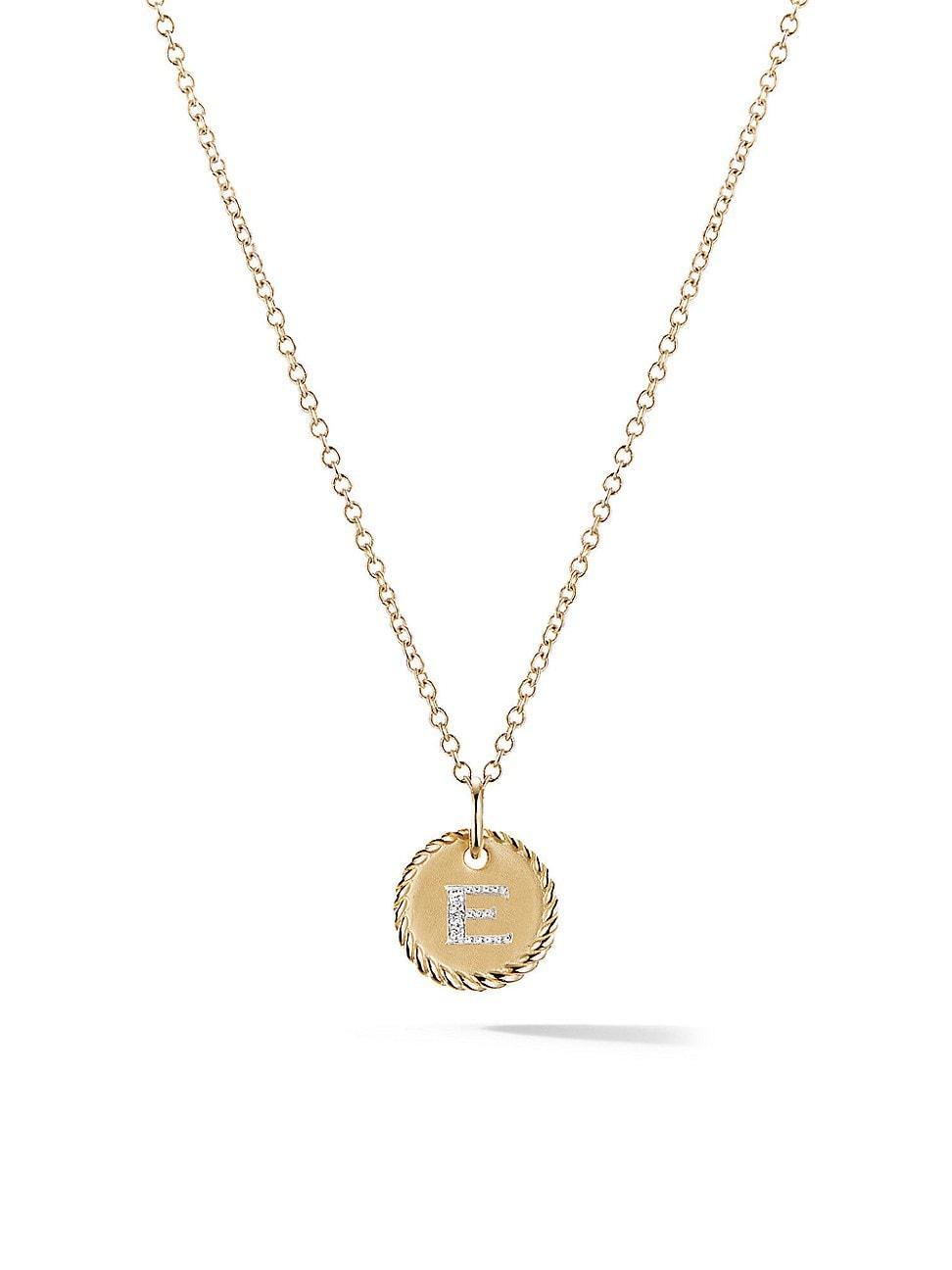 Womens Initial Charm Necklace in 18K Yellow Gold with Pav Diamonds Product Image