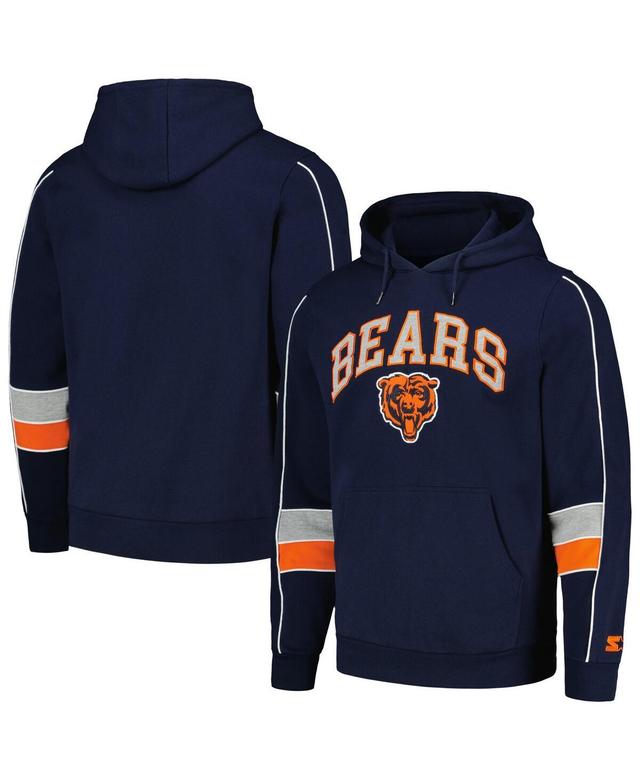 Mens Starter Navy Chicago Bears Captain Pullover Hoodie Product Image