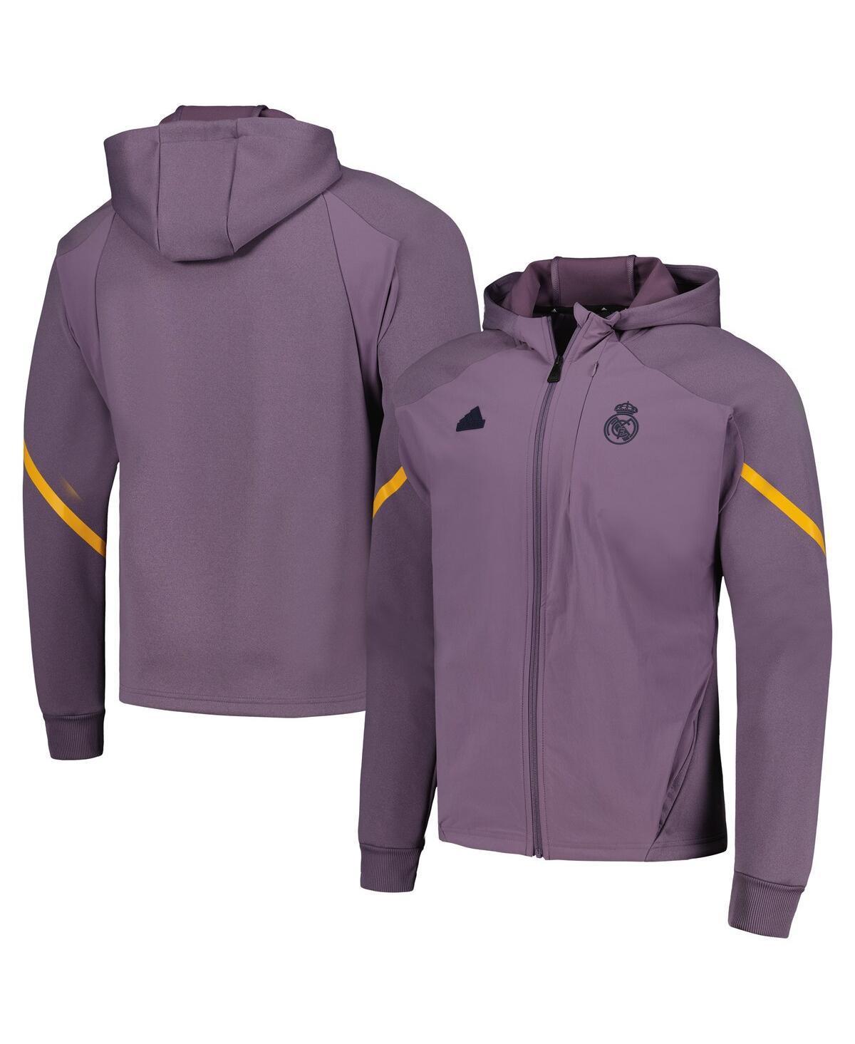 Mens adidas Purple Real Madrid Designed for Gameday Raglan Full-Zip Hoodie Jacket Product Image