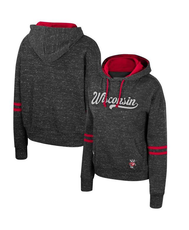 Womens Colosseum Charcoal Wisconsin Badgers Catherine Speckle Pullover Hoodie Product Image