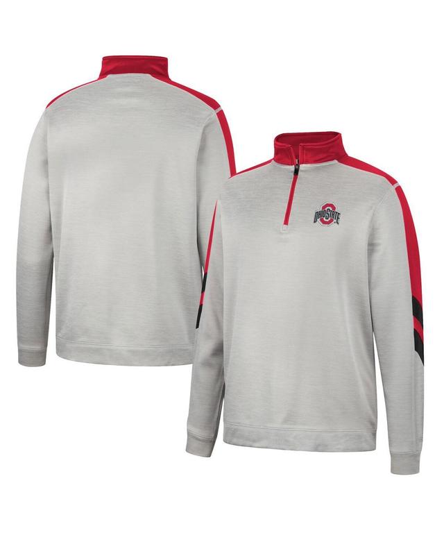 Mens Colosseum Gray/Crimson Indiana Hoosiers Bushwood Fleece Quarter-Zip Jacket Product Image