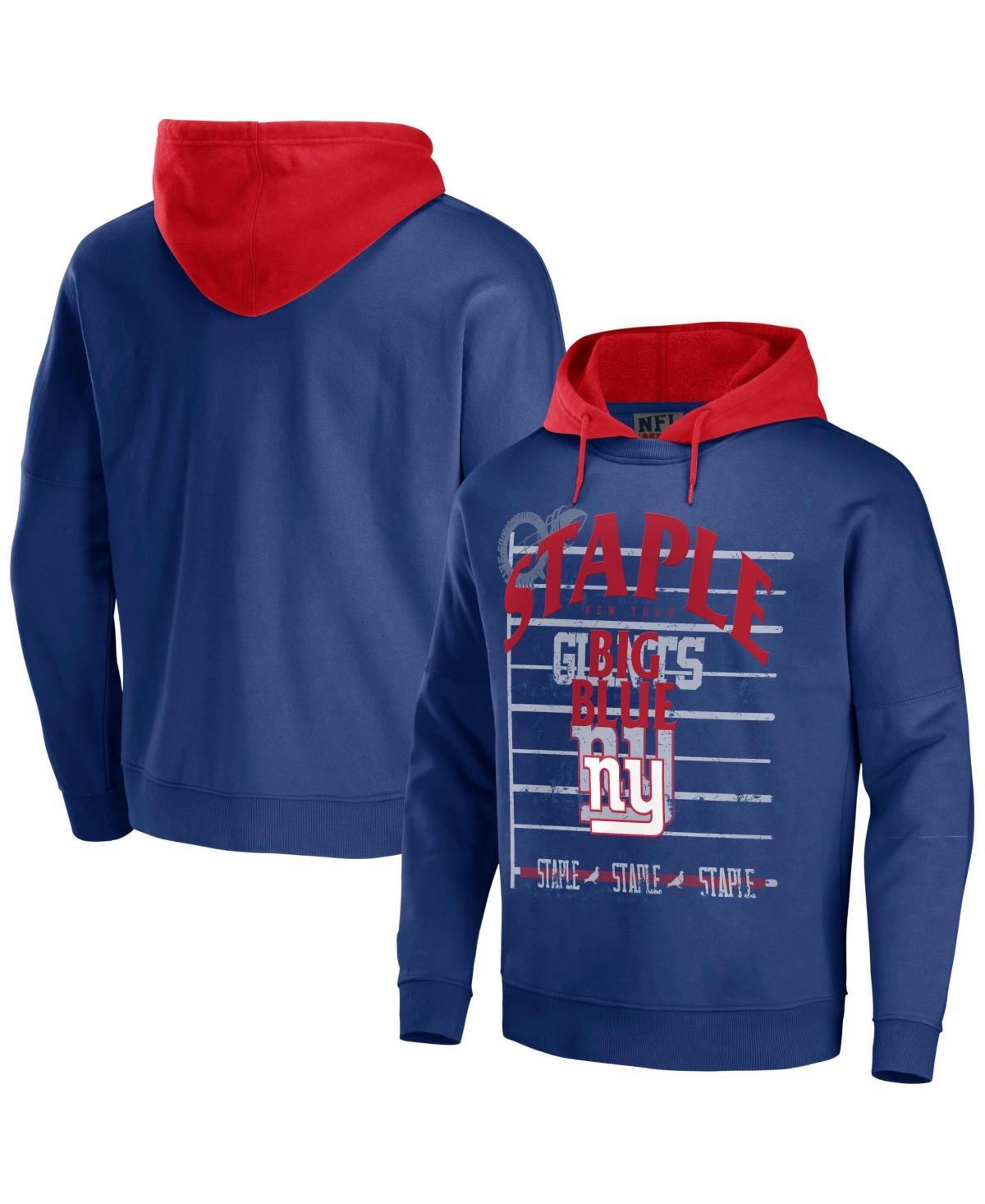 Mens Nfl X Staple Blue New York Giants Oversized Gridiron Vintage-Like Wash Pullover Hoodie Product Image