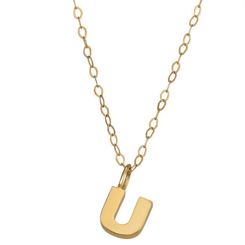 10K Gold Initial Pendant on 14K Gold Filled Chain, Womens Yellow Product Image