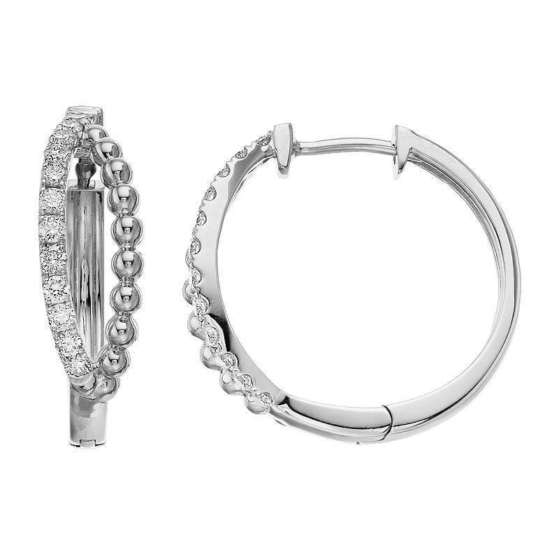 Ava Blue 14k White Gold 1/2 Carat T.W. Diamond Hoop Earrings, Womens Product Image