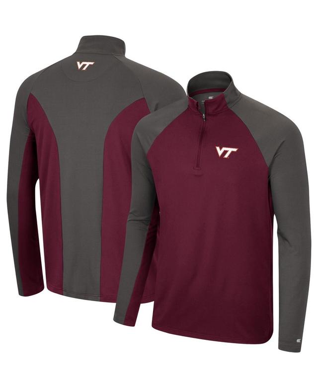 Mens Colosseum Maroon Virginia Tech Hokies Two Yutes Raglan Quarter-Zip Windshirt - Maroon Product Image