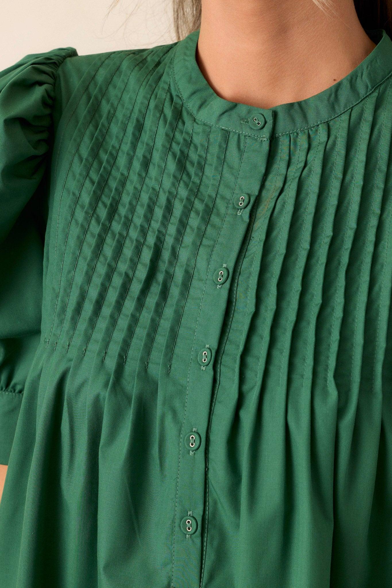 About The World Green Puff Sleeve Mini Dress Product Image