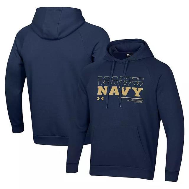 Mens Under Armour Midshipmen 2024 Sideline Wordmark Rival Pullover Hoodie Blue Product Image