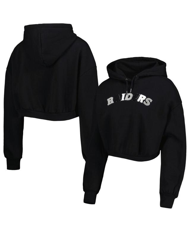 Womens The Wild Collective Black Las Vegas Raiders Cropped Pullover Hoodie Product Image