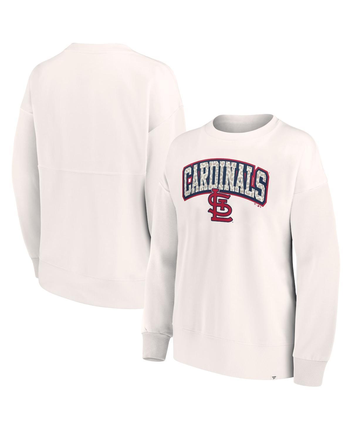 Womens Fanatics Branded Cream St. Louis Cardinals Leopard Pullover Sweatshirt Product Image