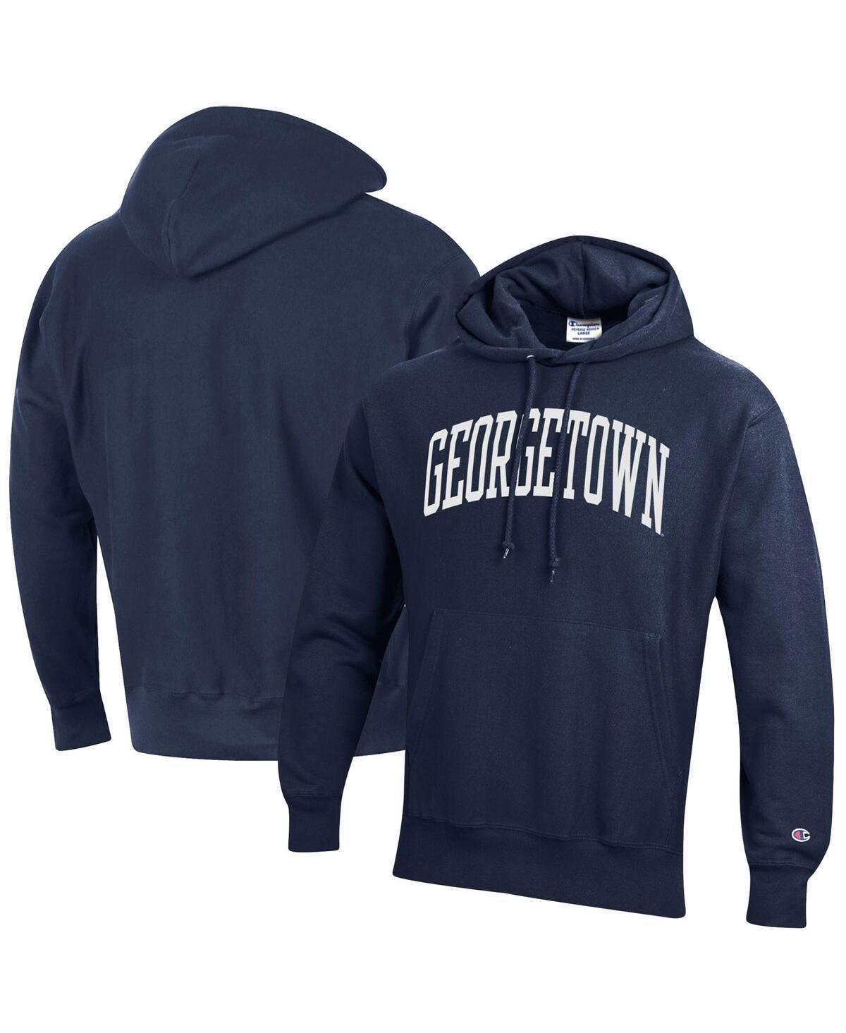 Mens Champion Navy Georgetown Hoyas Team Arch Reverse Weave Pullover Hoodie Product Image