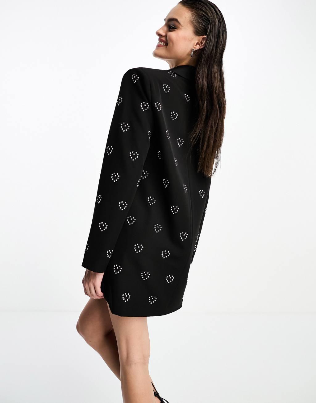 Extro & Vert boxy blazer dress with heart embellishment Product Image