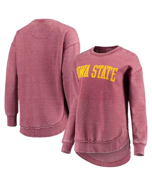 Womens Pressbox Cardinal Iowa State Cyclones Vintage-Like Wash Pullover Sweatshirt Product Image