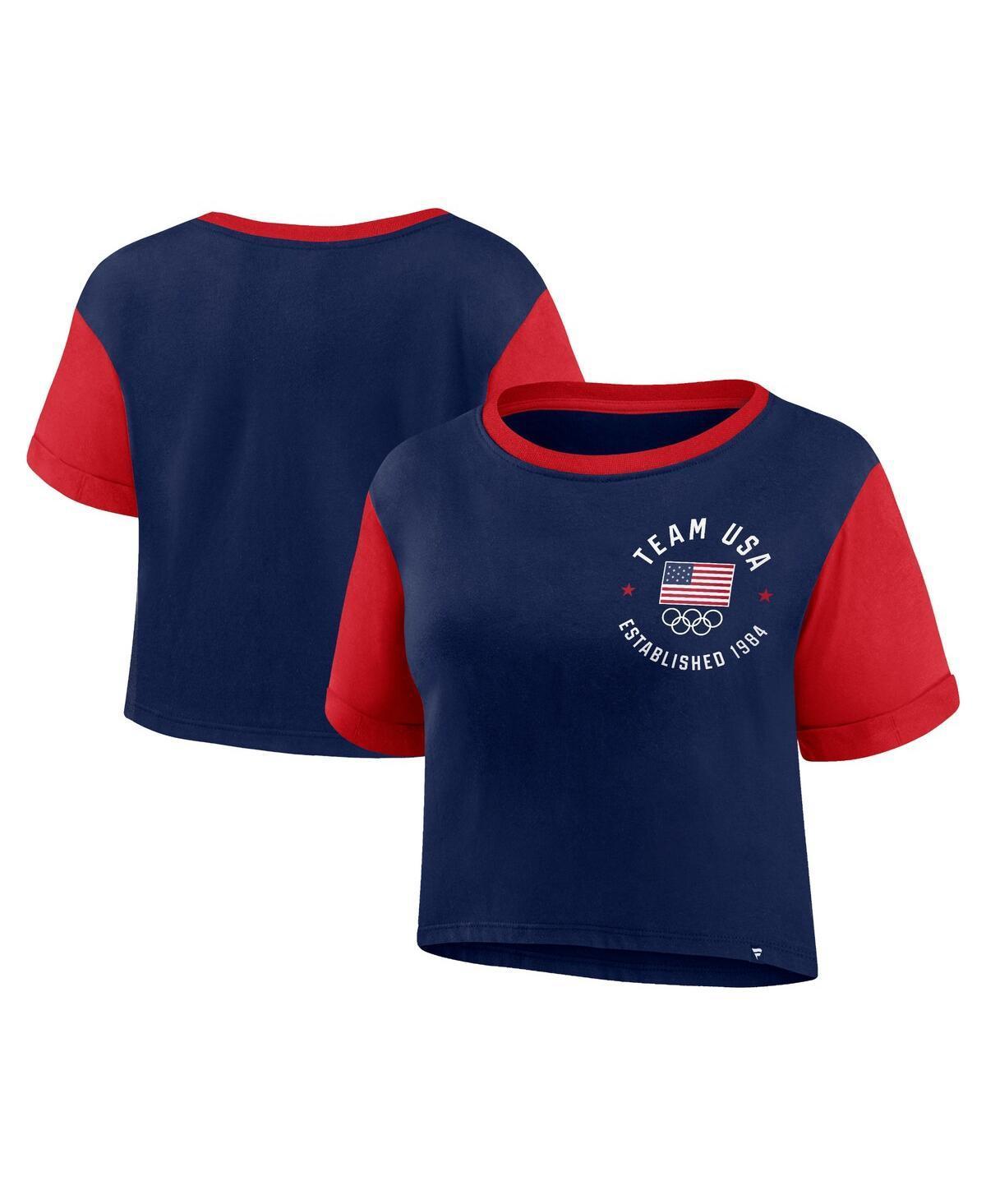 Fanatics Womens Navy Team Usa Circle Badge Cropped Fashion T-Shirt - Navy, Red product image