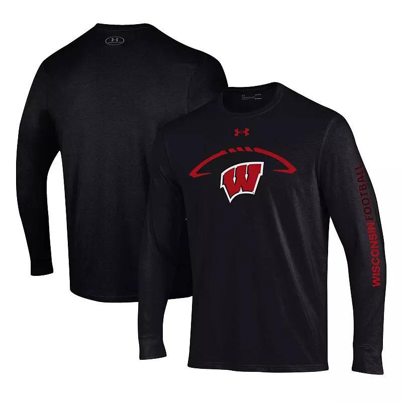 Mens Under Armour Wisconsin Badgers Football Icon Performance Long Sleeve T-Shirt Product Image