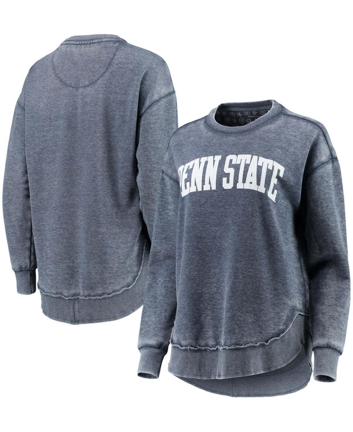 Womens Pressbox Heather Penn State Nittany Lions Vintage Wash Pullover Sweatshirt Blue Product Image