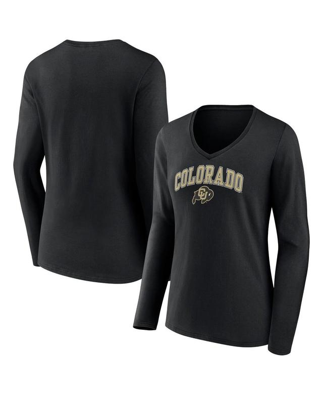 Womens Fanatics Black Colorado Buffaloes Evergreen Campus Long Sleeve V-Neck T-shirt Product Image