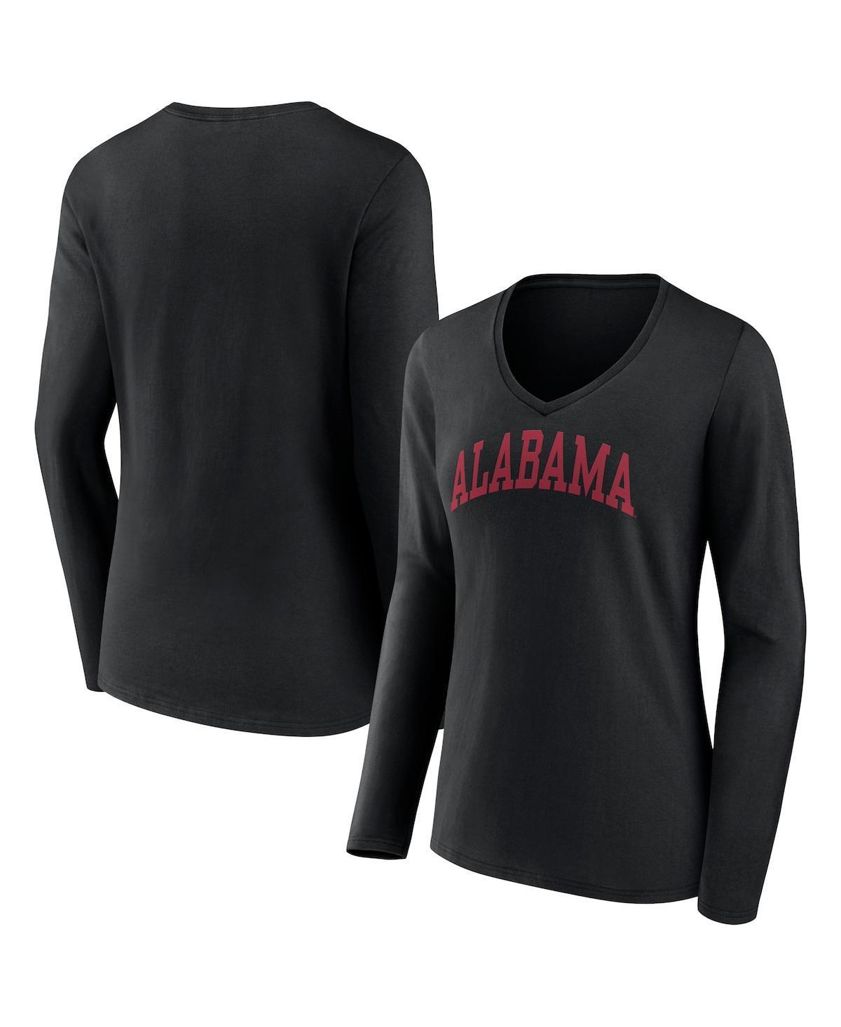 Womens Fanatics Branded Black Alabama Crimson Tide Basic Arch Long Sleeve V-Neck T-Shirt Product Image