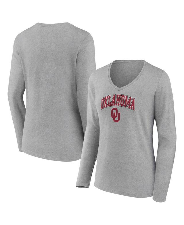 Womens Fanatics Heather Gray Alabama Crimson Tide Evergreen Campus Long Sleeve V-Neck T-shirt Product Image