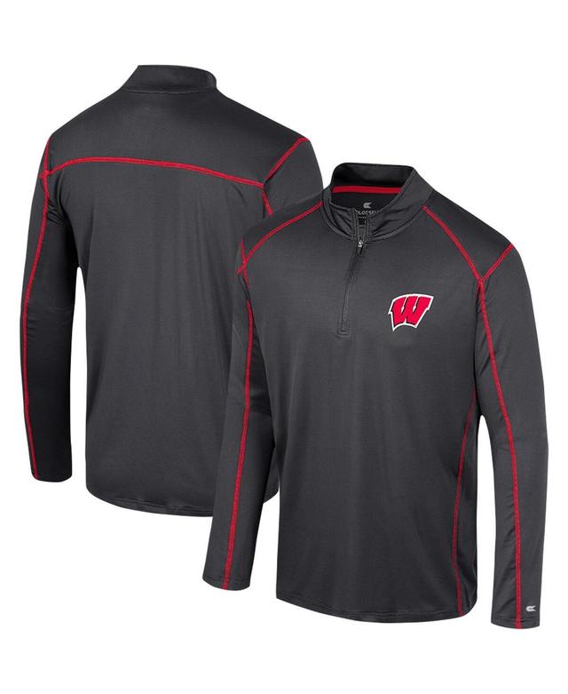 Mens Colosseum Black Wisconsin Badgers Cameron Quarter-Zip Windshirt Product Image