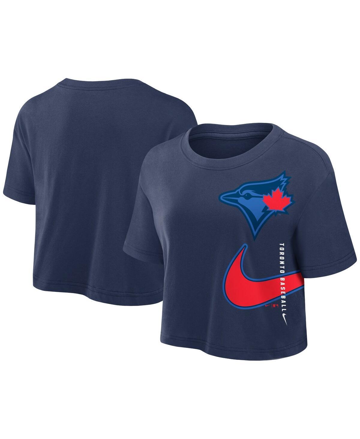 Nike Womens Navy Toronto-Blue Jays 2024 City Connect Performance Cropped T-Shirt Product Image