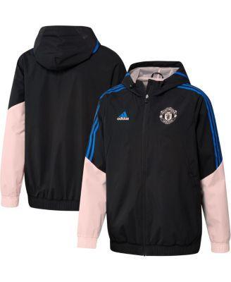 Mens adidas Black Manchester United Training All-Weather Raglan Full-Zip Hoodie Jacket Product Image