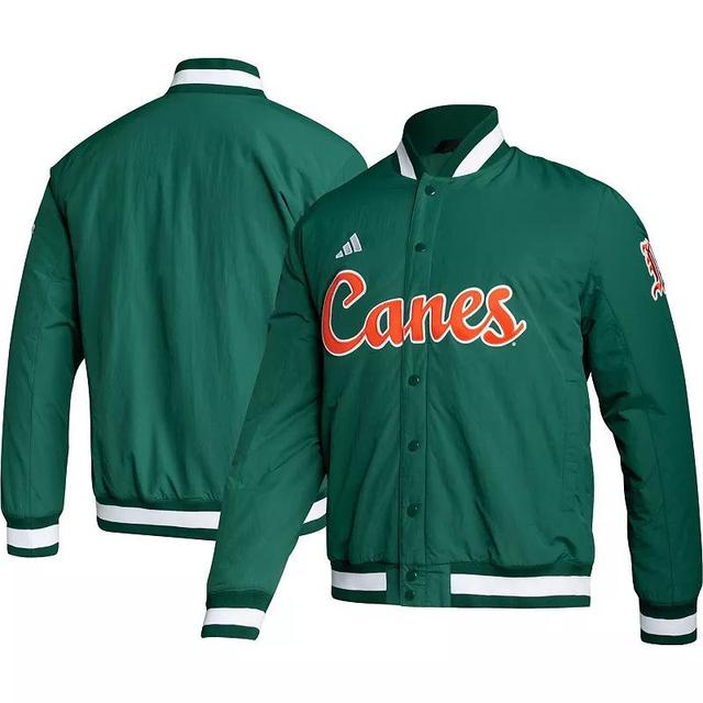 Mens adidas Miami Hurricanes Baseball Coaches Full-Snap Jacket Product Image