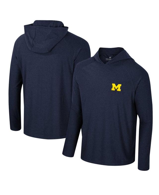 Mens Colosseum Navy Michigan Wolverines Cloud Jersey Raglan Long Sleeve Hoodie T-shirt Product Image