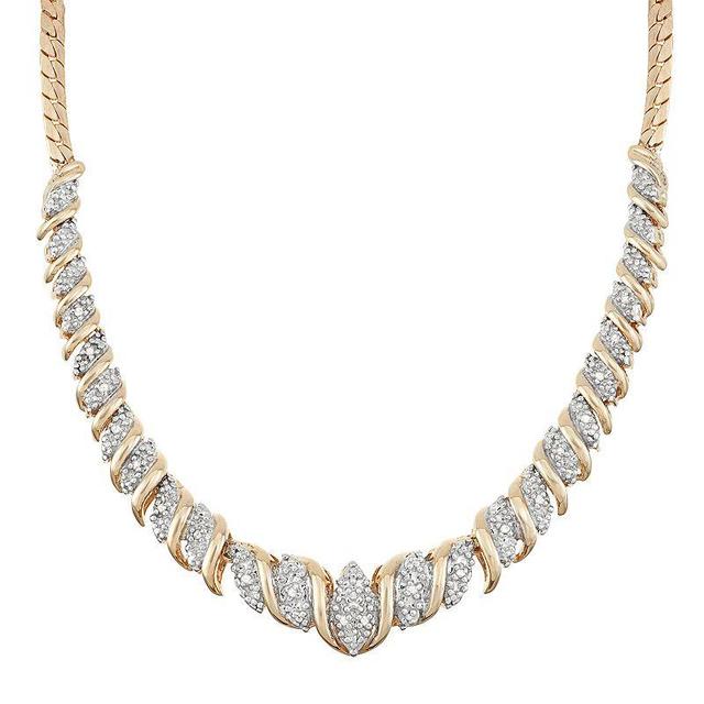 18k Gold Over Silver 1/10 Carat T.W. Diamond Collar Necklace, Womens White Product Image