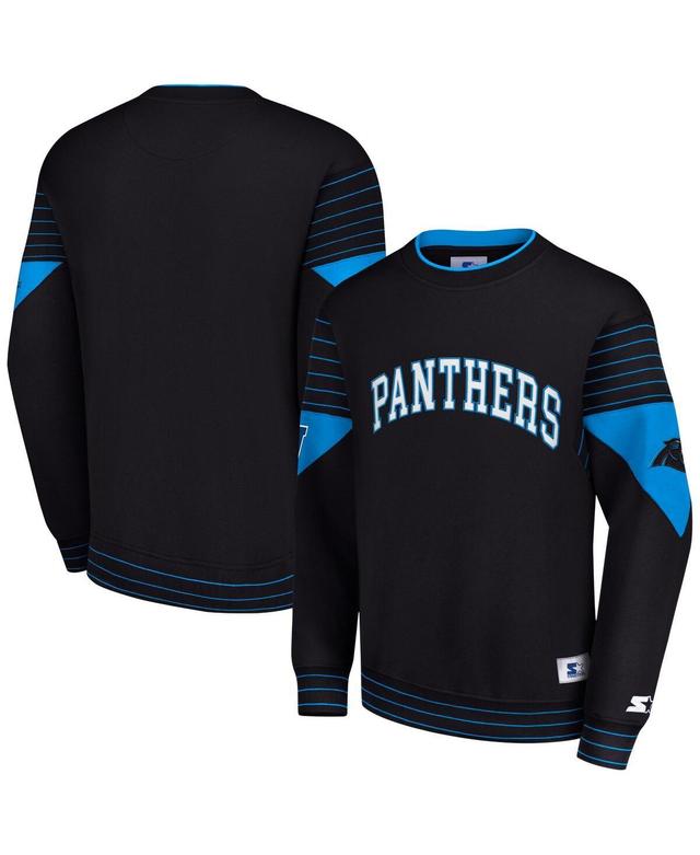 Mens Starter Black Carolina Panthers Face-Off Pullover Sweatshirt Product Image