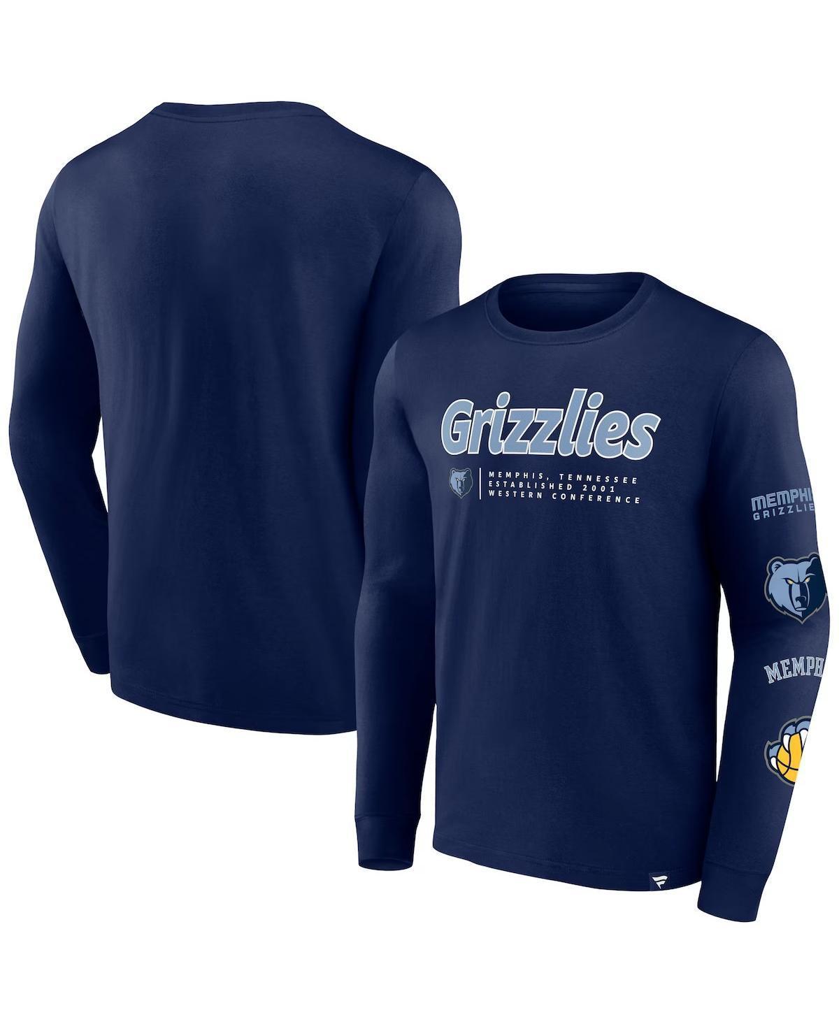 Mens Fanatics Branded Navy Memphis Grizzlies Baseline Long Sleeve T-Shirt Grz Blue Product Image