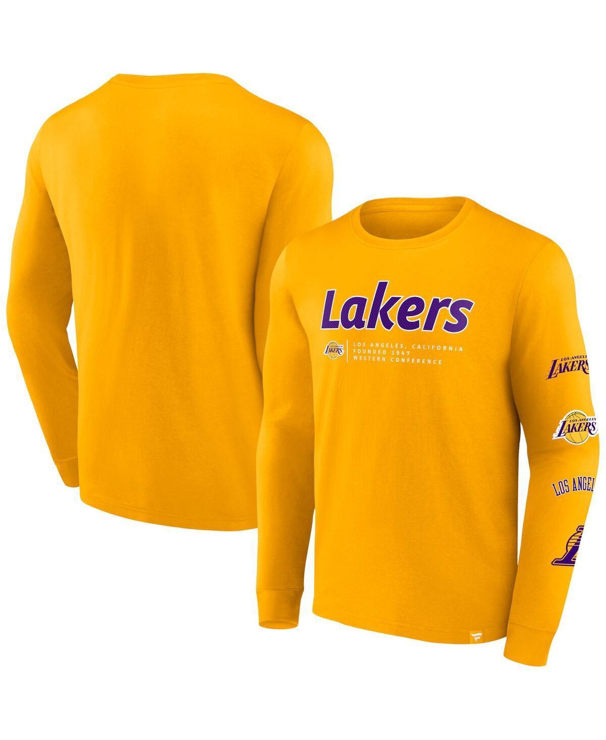 Mens Fanatics Gold Los Angeles Lakers Baseline Long Sleeve T-shirt Product Image