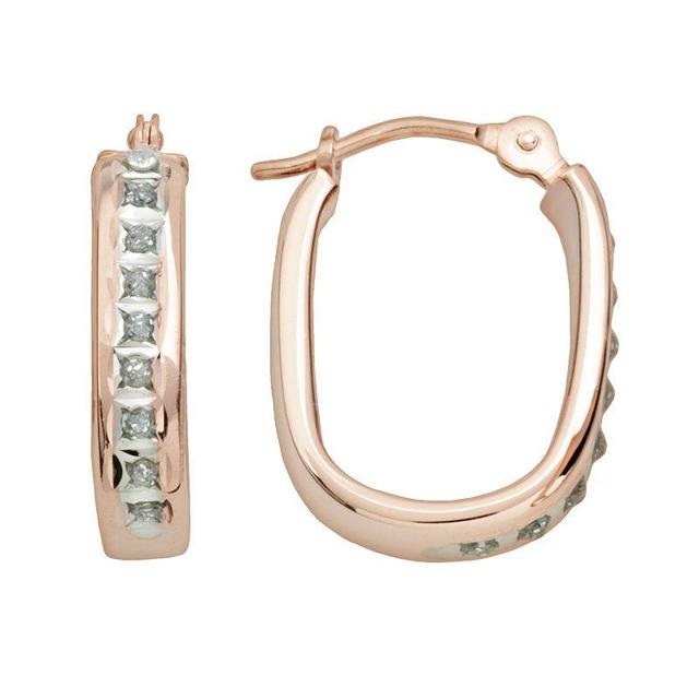 Diamond Fascination 14k Rose Gold Diamond Accent U-Hoop Earrings, Womens, Brown Product Image